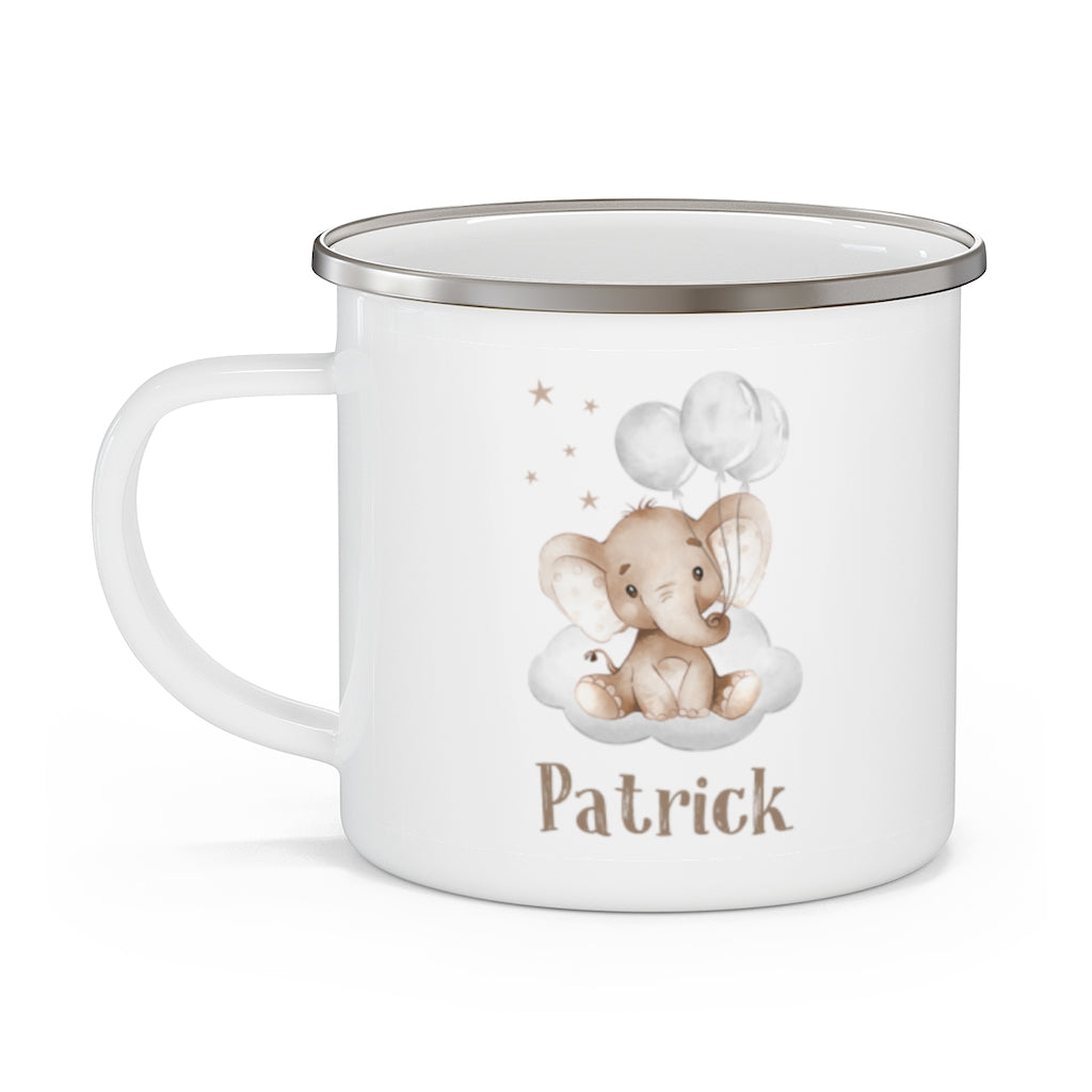 Custom Name Elephant Enamel Campfire Mug I