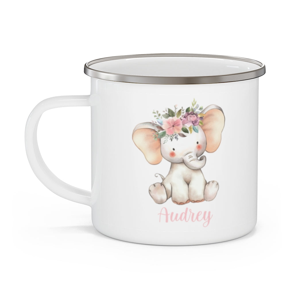 Custom Name Elephant Enamel Campfire Mug IV