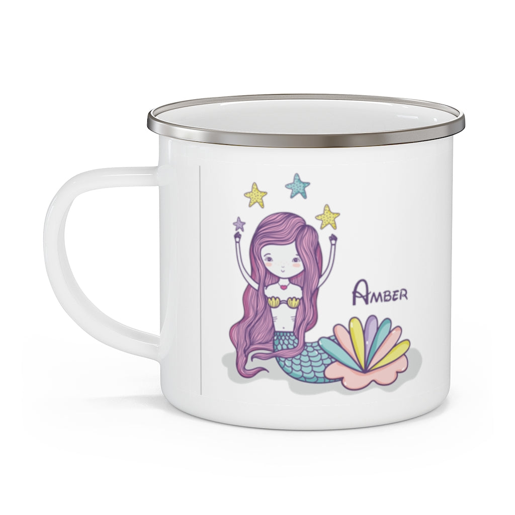 Custom Name Mermaid Enamel Campfire Mug I