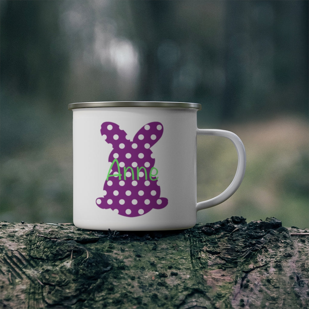 Custom Name Rabbit Easter Children's Enamel Campfire Mug I