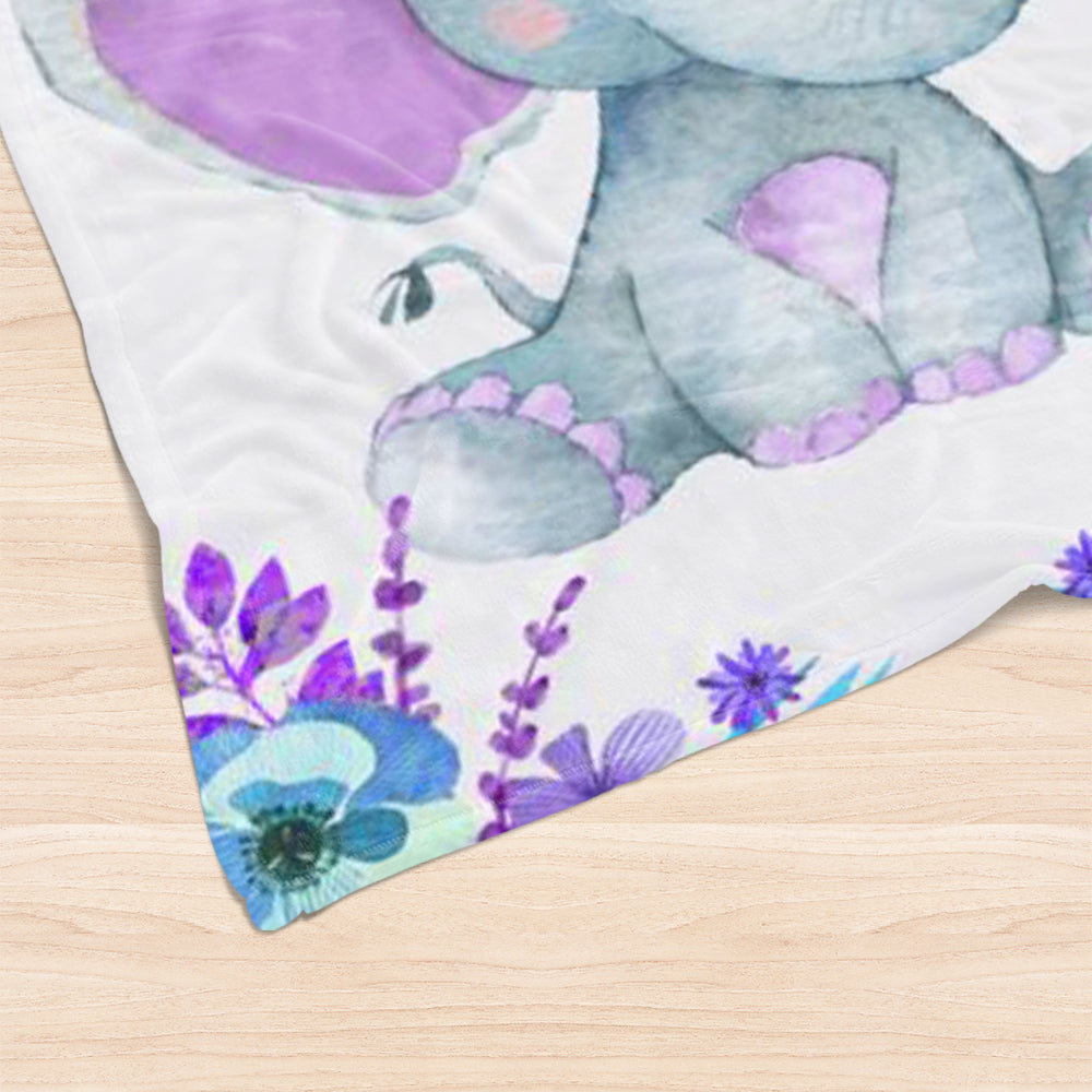 Custom Name Elephant Baby Boy and Girl Blanket