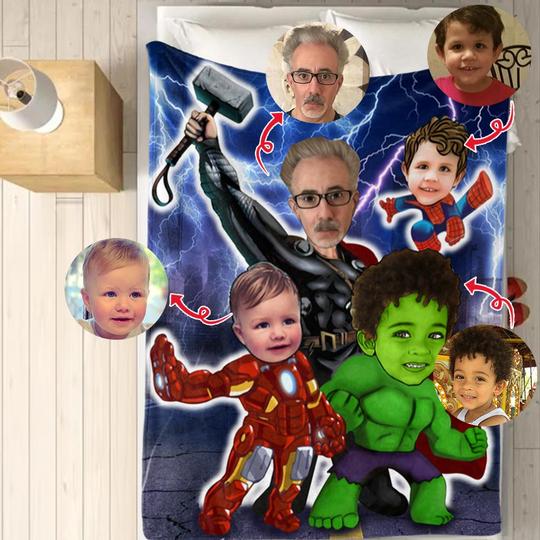 Personalized Hand-Drawing Photo Portrait Fleece Blanket