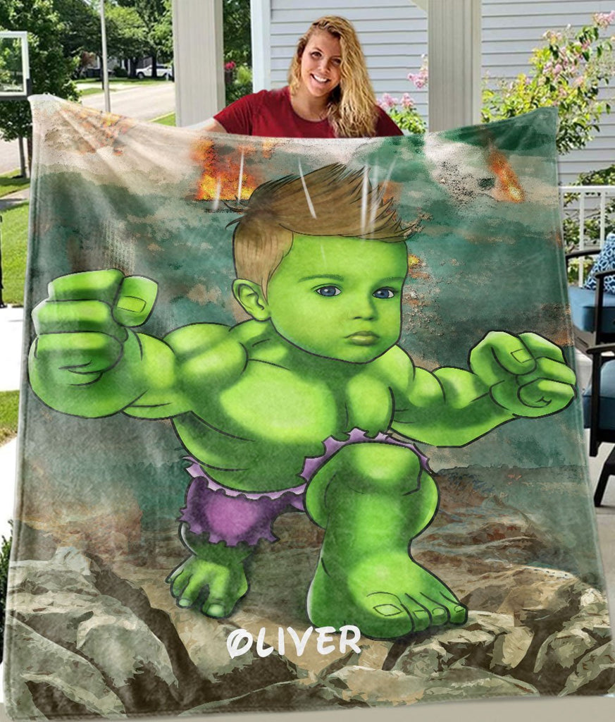 Personalized Hand-Drawing Kid's Photo Portrait Fleece Blanket III--Made in USA!