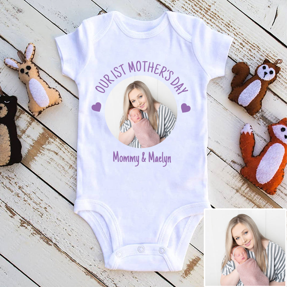 Baby Photo Bodysuit, Custom Baby Onesie, Funny Baby Onesie, Baby Boy Onesie, Baby Girl Onesie, Mother's Day Bodysuit