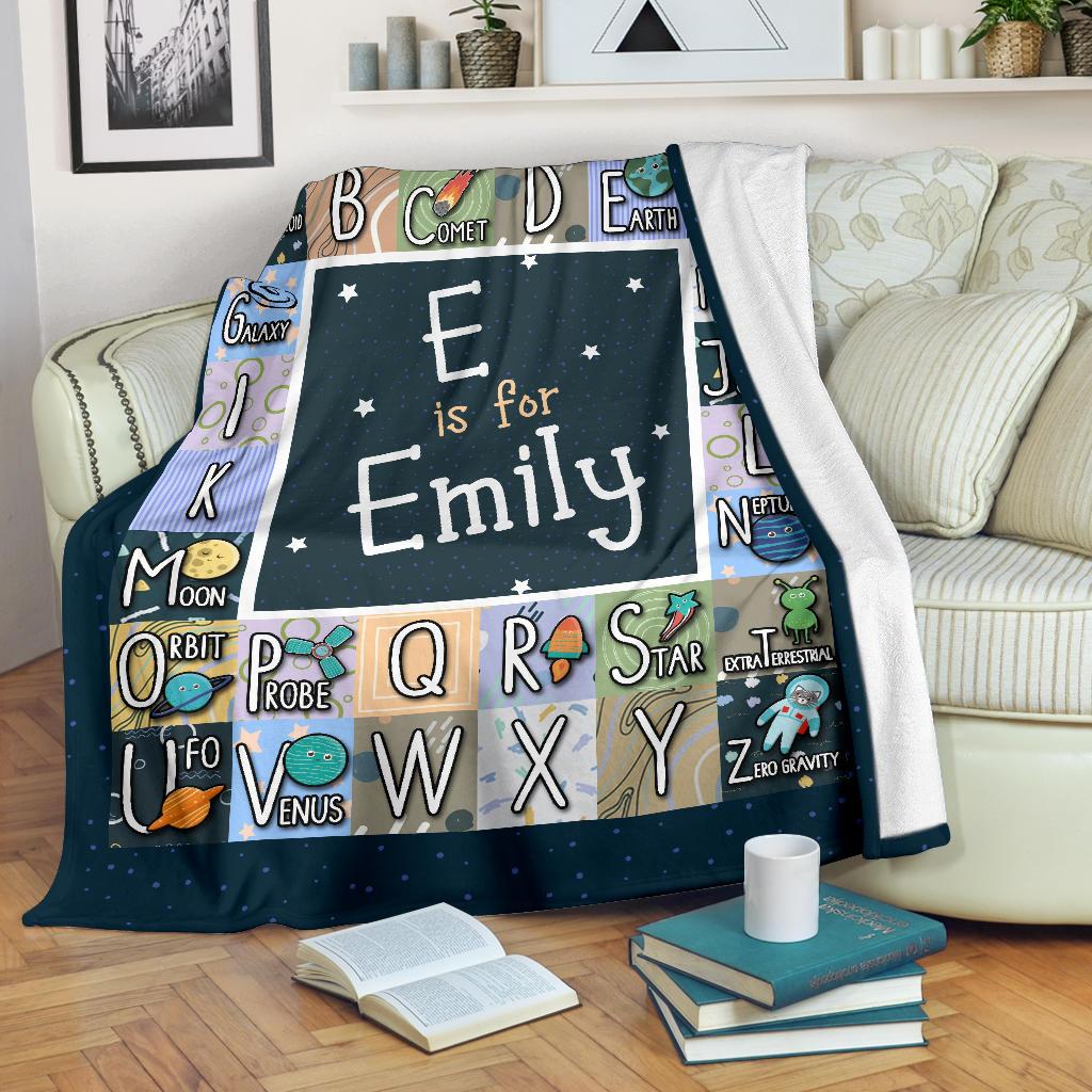 Custom Name Fleece Cartoon Blanket I24 - Alphabet