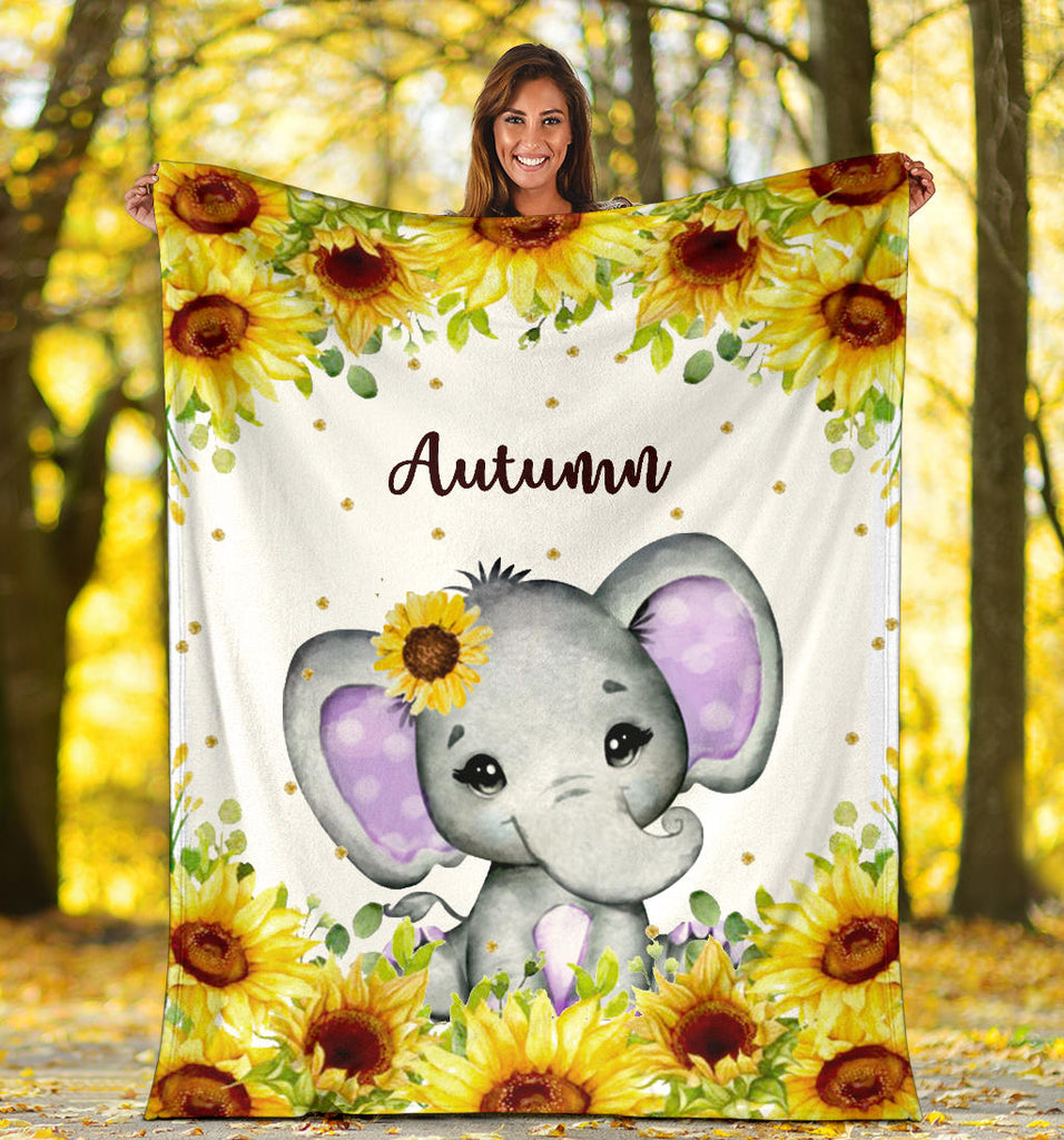 Personalized Elephant Blanket With Name IV08