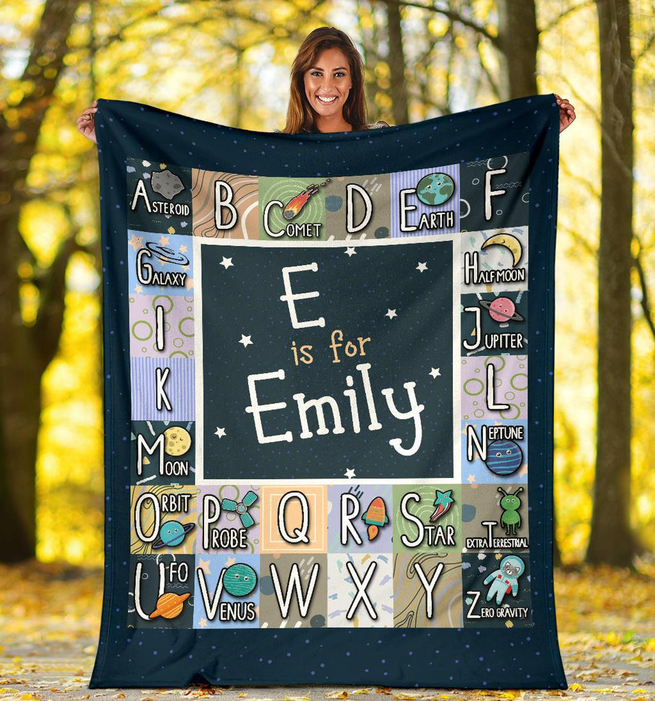 Custom Name Fleece Cartoon Blanket I24 - Alphabet