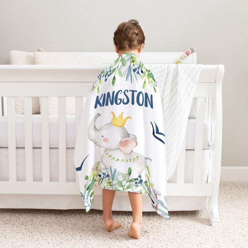 Personalized Name Fleece Blanket - Elephant10