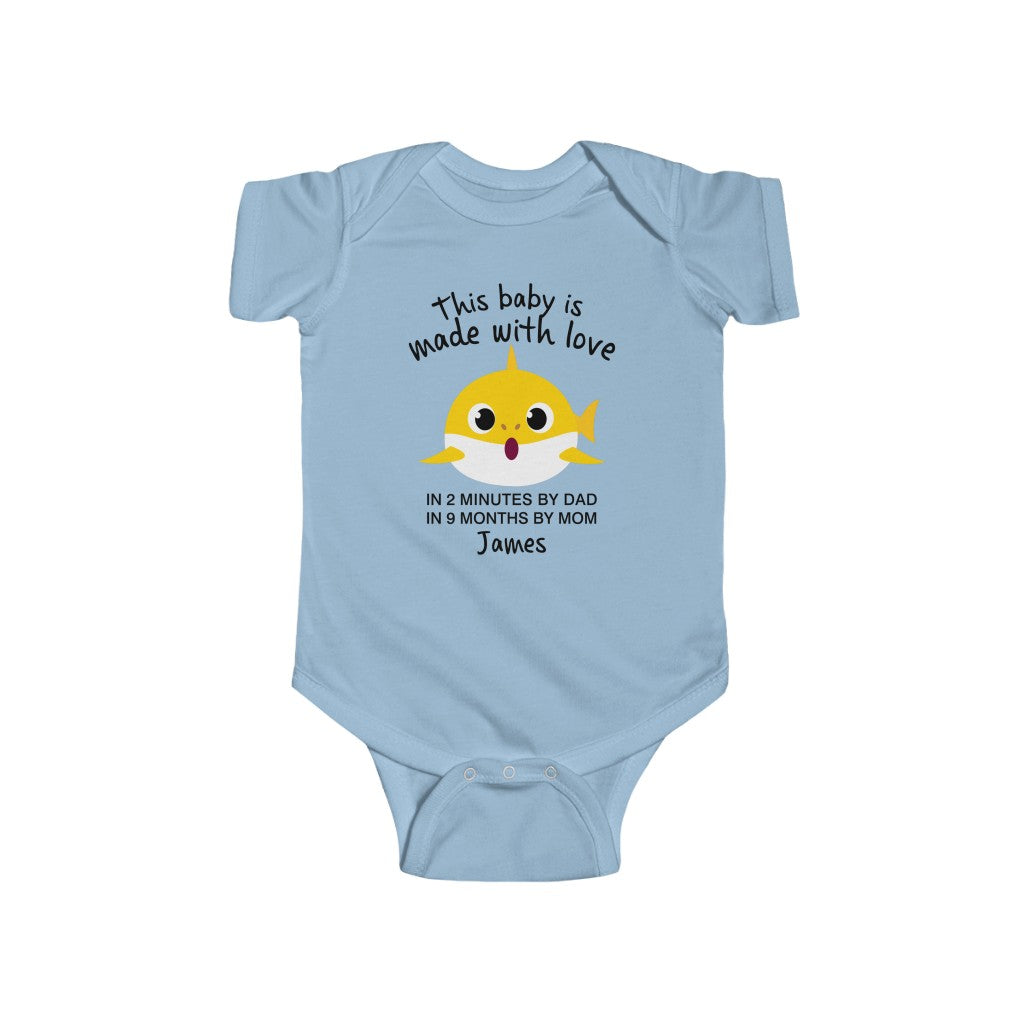 Custom Baby Onesie, Funny Baby Onesie, Baby Boy Onesie, Baby Girl Onesie, Yellow Shark Bodysuit