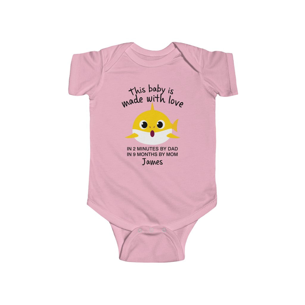 Custom Baby Onesie, Funny Baby Onesie, Baby Boy Onesie, Baby Girl Onesie, Yellow Shark Bodysuit