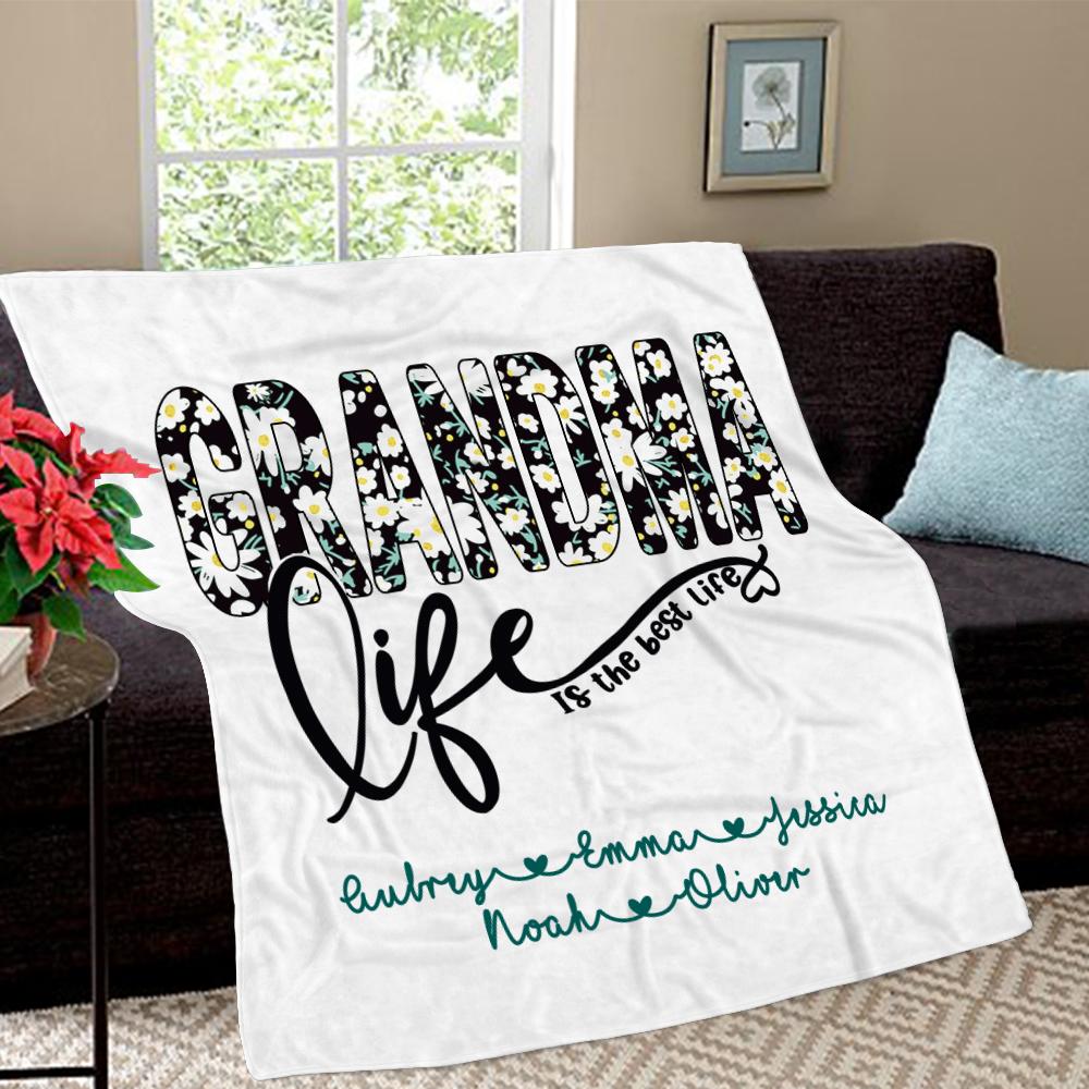 Personalized Daisy Fleece Blankets with Your Nick & Kids' Names II