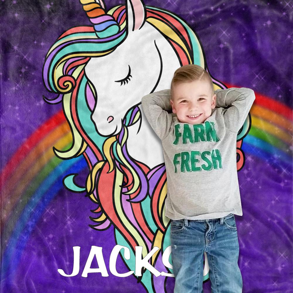 Custom Magical Unicorn Cozy Plush Fleece Blanket