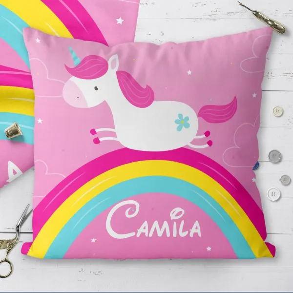 Custom Baby Girl Unicorn Name Pillow, Personalized Baby Girl Lovey Pillow, Custom Baby Girl Pillow, Personalized Baby Girl Unicorn Pillow