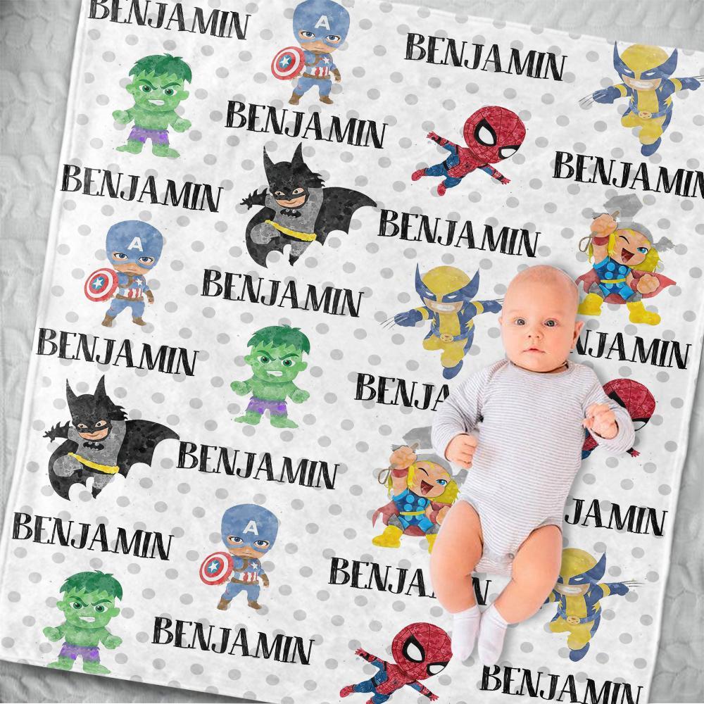 Personalized Name Cartoon Cozy Plush Fleece Blankets III
