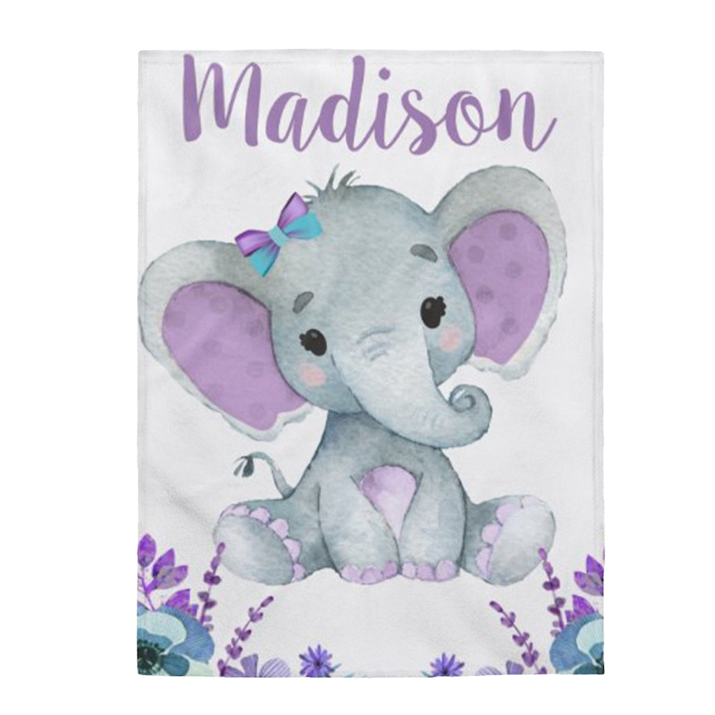 Custom Name Elephant Baby Boy and Girl Blanket