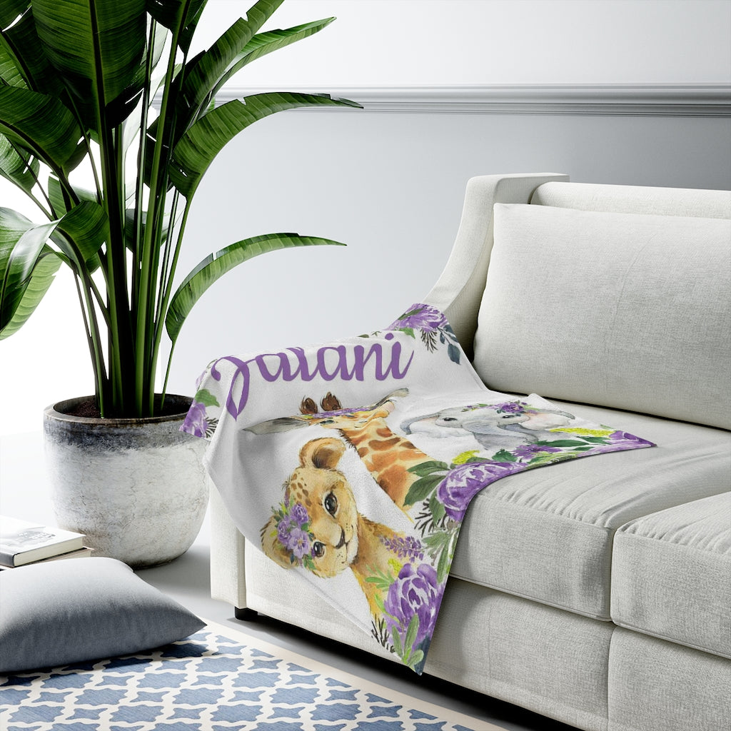 Custom Animal Flower Girl Name Blanket