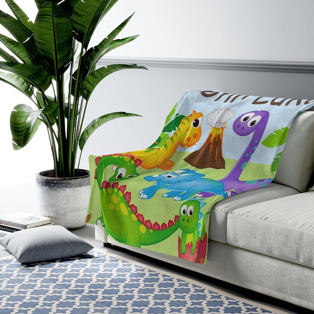 Custom Name Dinosaur Baby Boy Blanket