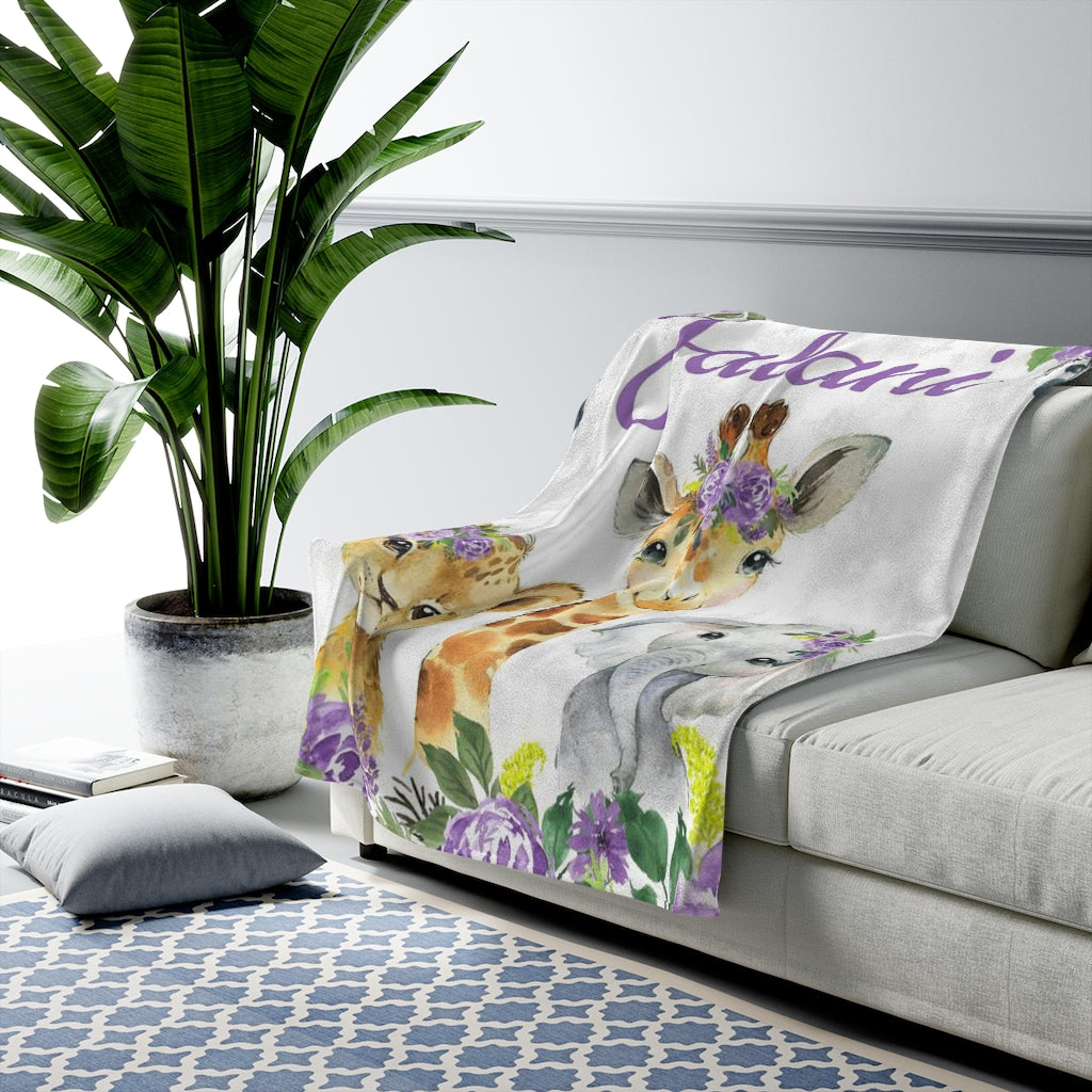 Custom Animal Flower Girl Name Blanket