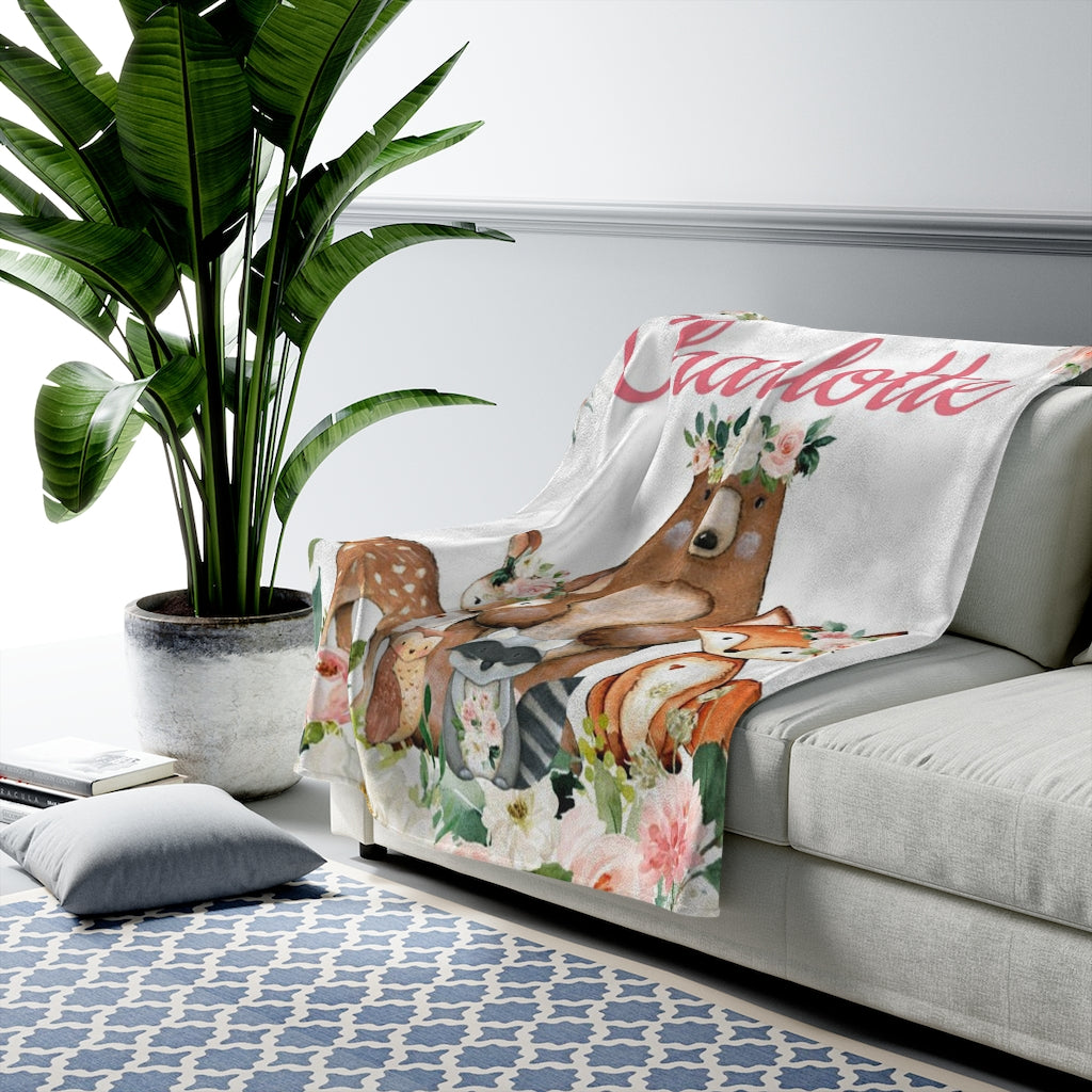 Custom Animal Flower Girl Name Blanket