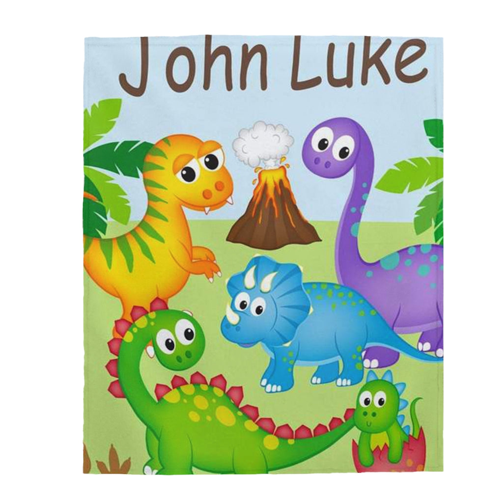 Custom Name Dinosaur Baby Boy Blanket