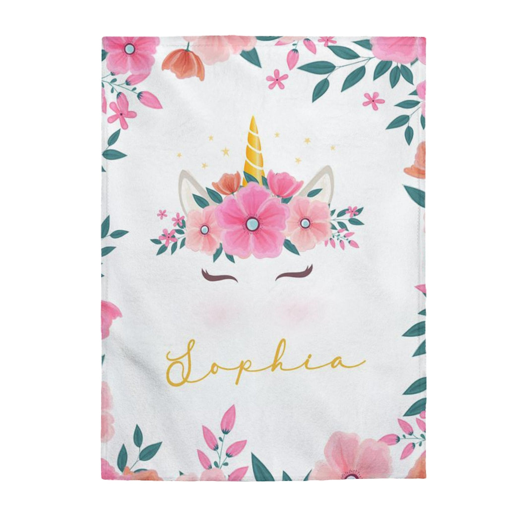 Custom Name Unicorn Baby Girl Blanket