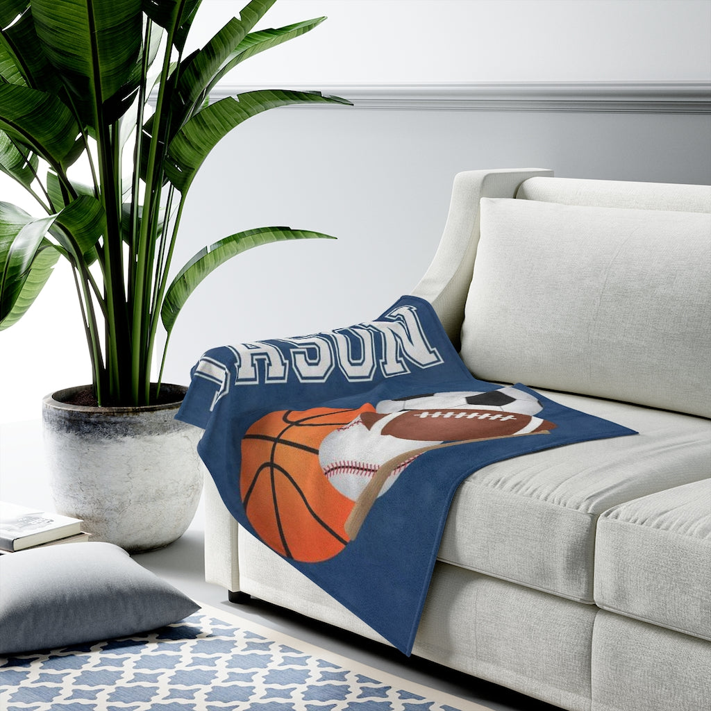 Custom Name Sport Baby Boy Blanket