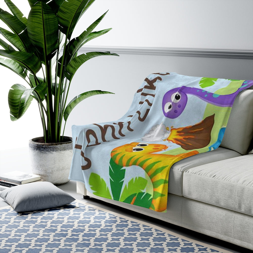 Custom Name Dinosaur Baby Boy Blanket