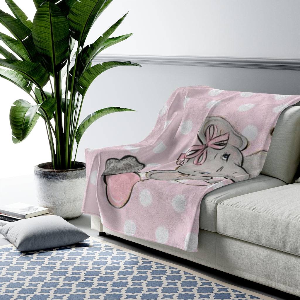 Custom Name Elephant Baby Girl Blanket
