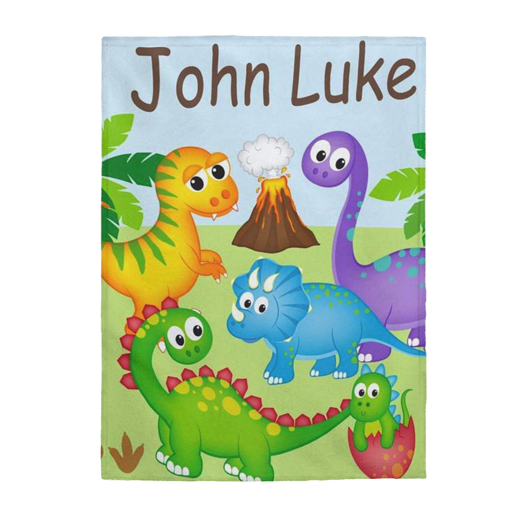 Custom Name Dinosaur Baby Boy Blanket