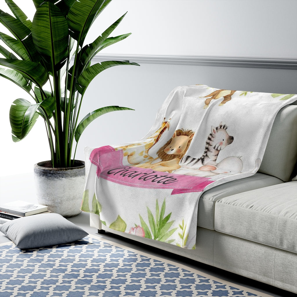 Custom Animal Boy and Girl Name Blanket