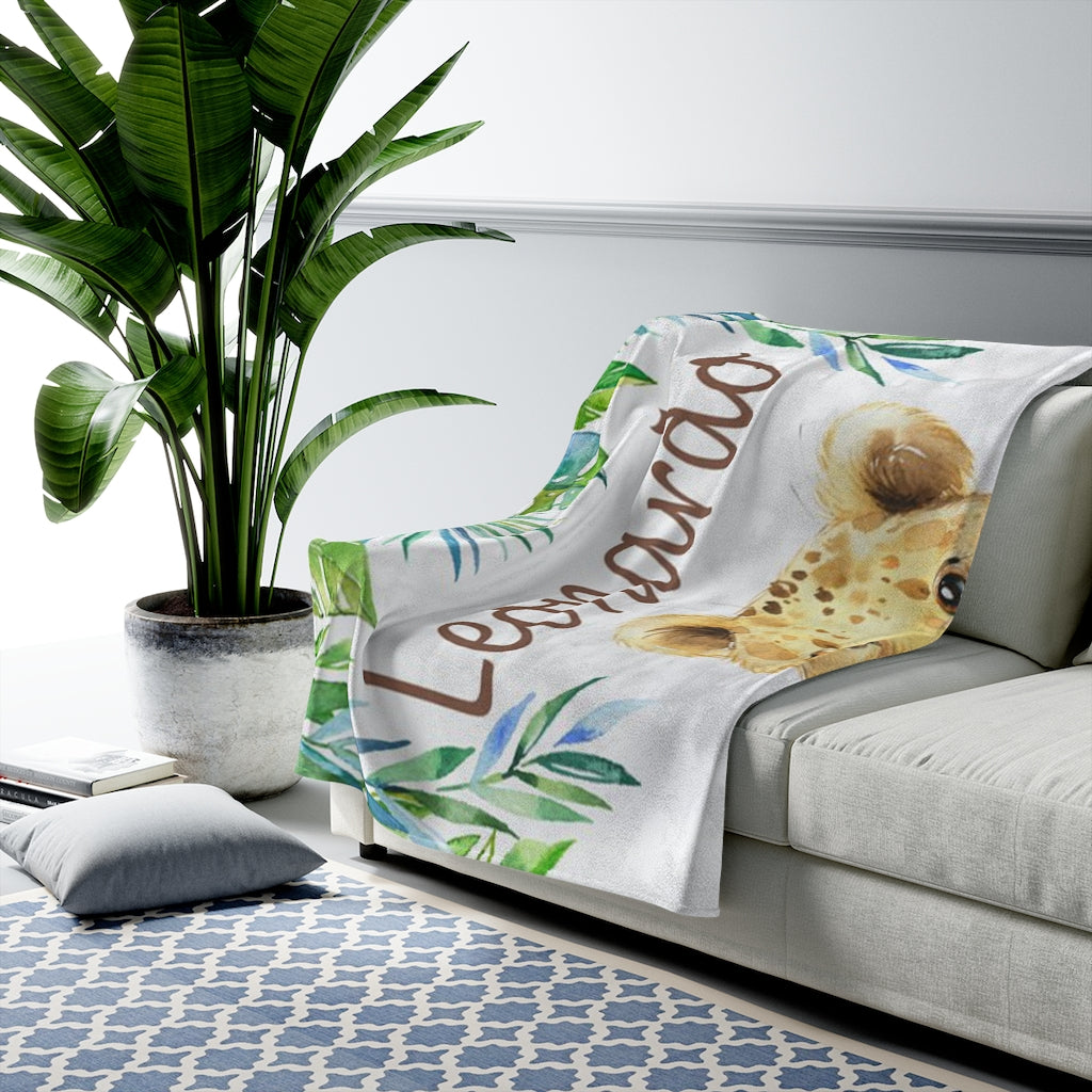 Custom Animal Boy Name Blanket