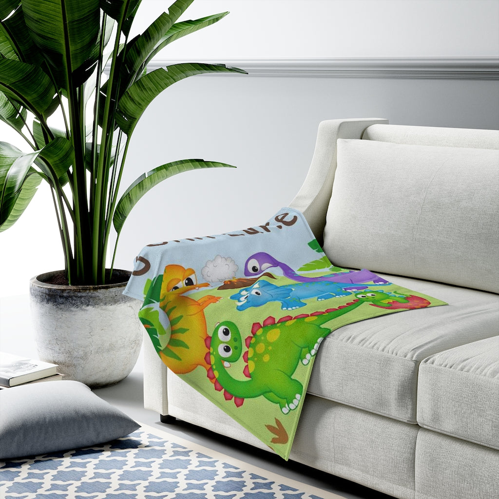 Custom Name Dinosaur Baby Boy Blanket